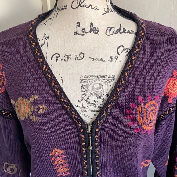 Y2K 2001 Vintage Icelandic Purple Embroidered Design Atlandia Sweater Casual - Picture 6 of 10